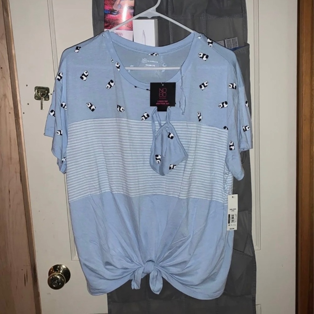 No Boundaries 2 Piece Panda Bear Top & Mask Set